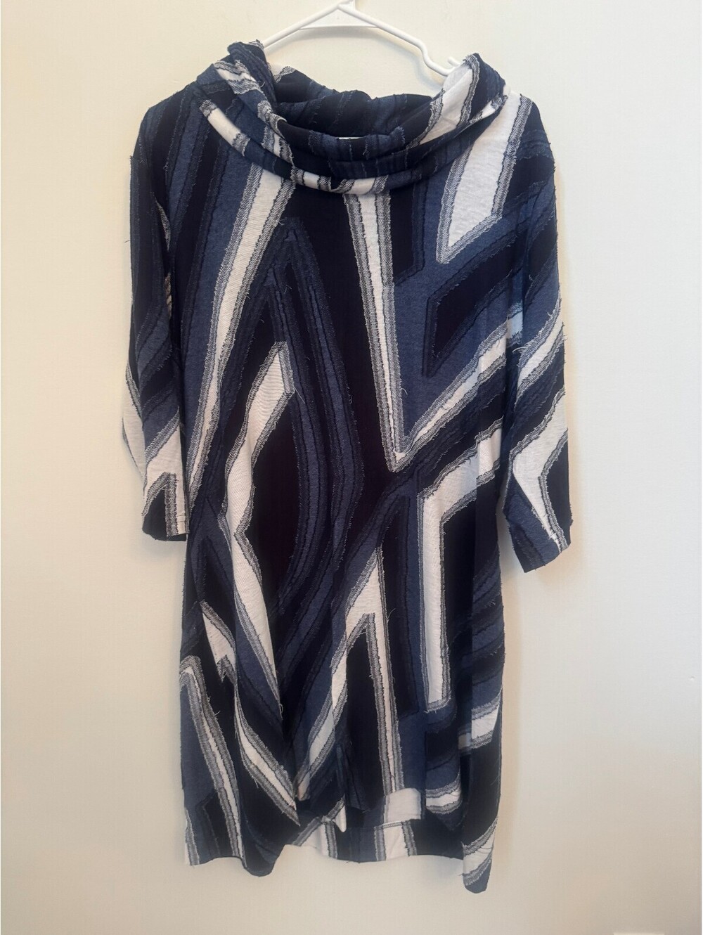 Ruby B Women's XL Geometric Pattern Long Sleeve Dress with Cowl Neck
